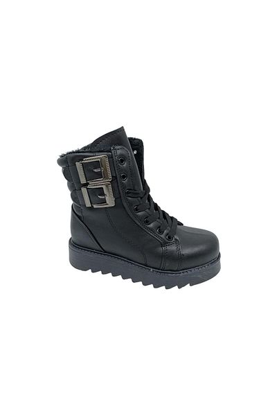 Twingo 0735 black emerald filet cocuk boots with fur inside