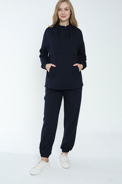 Miss Dünya Lissa Hooded Sweatshirt Suitable for Breastfeeding Maternity and Maternity Tracksuit Set