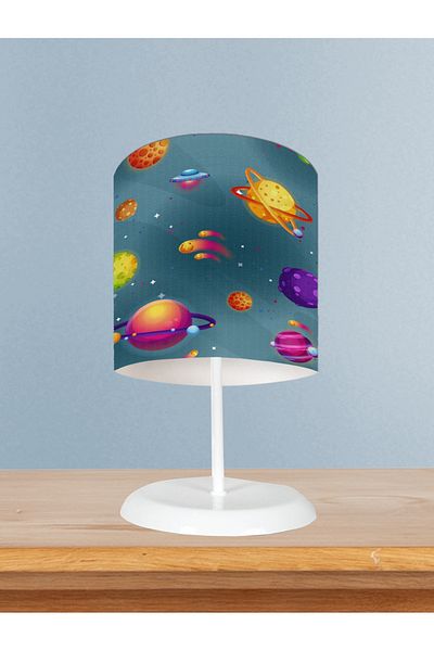 BAMBAŞKA MODA Home Baby and Children's Room Space and Planet Patterned Lampshade