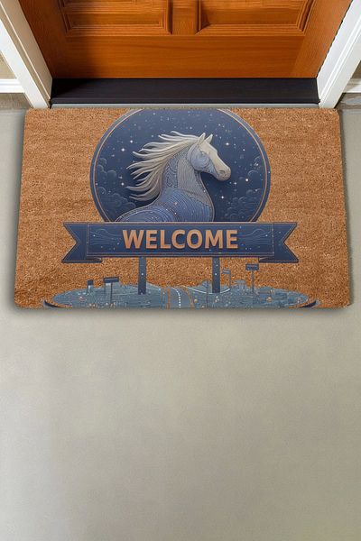 Valerine Life Futuristic Horse Welcome Door Mat 45x70cm