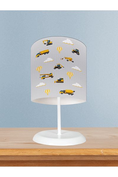 BAMBAŞKA MODA Baby and Children's Room Work Machine Gray Road Patterned Lampshade