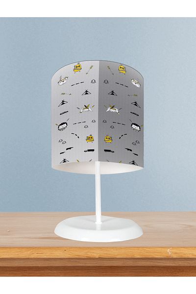 BAMBAŞKA MODA Baby and Children's Room Road and Small Figure Patterned Lampshade
