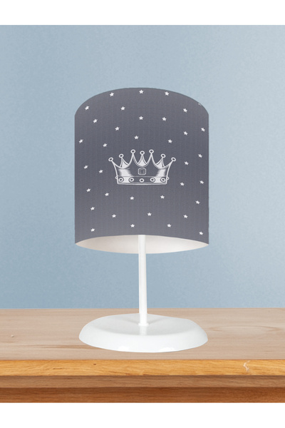 BAMBAŞKA MODA غرفة الأطفال والرضع عاكس الضوء باللون الرمادي مع تاج الملك ونمط...