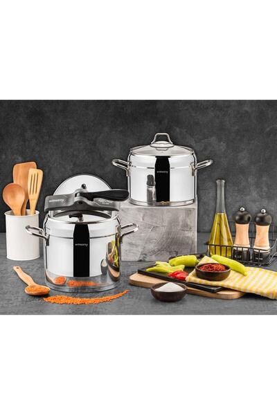 Evimsaray Zümrüt Klasik Düdüklü Tencere Seti Gri