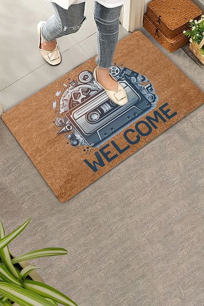 Valerine Life Nostalgic Cassette and Music Wheels Welcome Door Mat 45x70cm