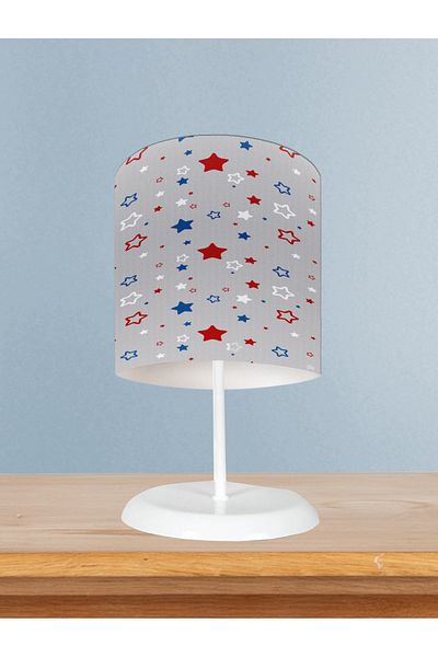 BAMBAŞKA MODA Home Baby and Children's Room Blue Red Star Pattern Lampshade