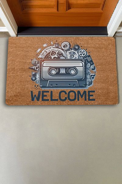 Valerine Life Nostalgic Cassette and Music Wheels Welcome Door Mat 45x70cm
