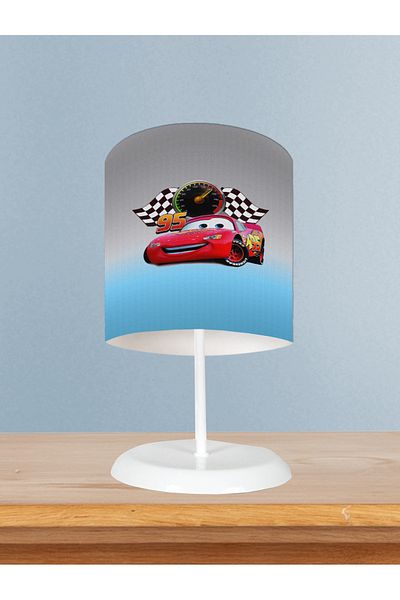 BAMBAŞKA MODA Home Baby and Children's Room Gray Blue Mcqueen Patterned Lampshade