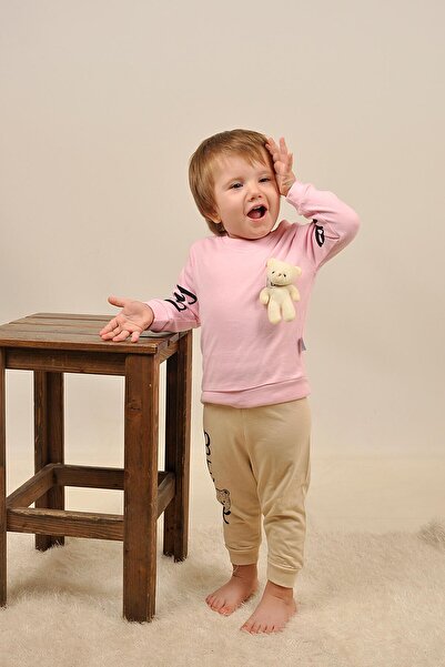 Peki Seasonal Baby Girl Bear Printed Teddy Bear Toy Cotton Figured Style Suit Slim Fit 14201