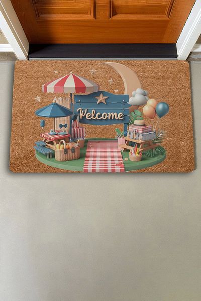 Valerine Life Moon and Picnic Themed Welcome Door Mat 45x70cm
