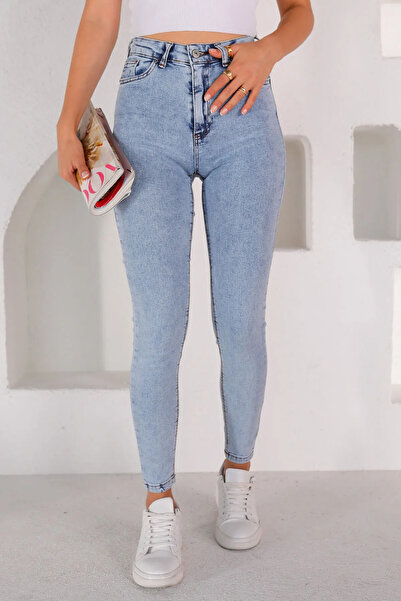 JILLY Vit Ice Snow Skinny Jeans Παντελόνι Αποτελεσματικό Λύκρα Ψηλόμεσο Τζιν