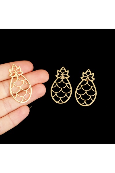 yfhobi 1 Adet - ALTIN KAPLAMA (KARARMAZ) Ananas Lazer Kesim Kolye Ucu, Küpe, ...