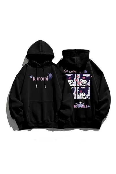Touz Μπροστινό πίσω μέρος Harajuku Kuromi με στάμπα Unisex Oversize Hoodie
