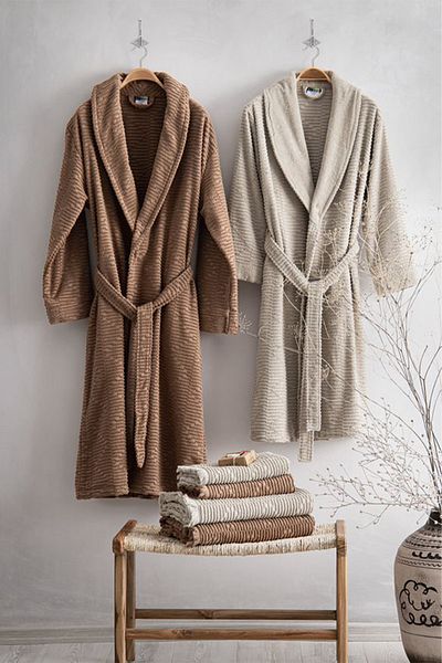 Green Black Anisa Beige/Brown "M-L" 100% Cotton Air Twist Οικογενειακό Σετ μπουρνούζι 10 τεμαχίων