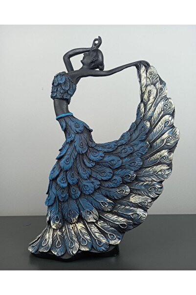 Euro Decora Tavus Kuşu Dansçı Heykel Biblo 28x20 Cm Polyester Ev Ve Ofis Deko...