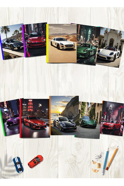 YAPAY ZEKA SANAT Set de 10 caiete World Sports Cars10
