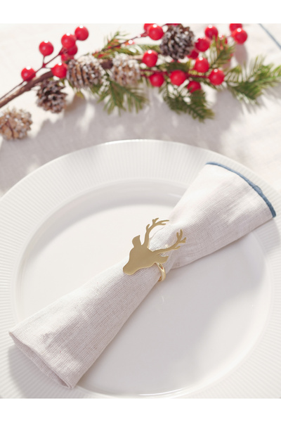 FH finehome Dolly New Year's Set of 4 Gold Napkin Rings