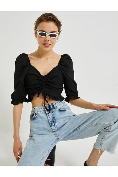 Koton Kurzärmlige Crop-Bluse