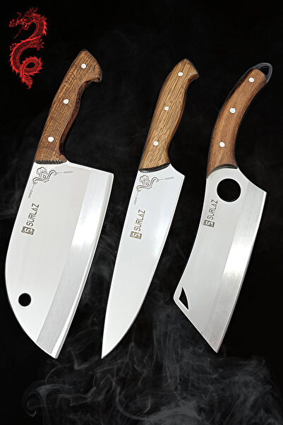 SürLaz Şef Bıçağı Japon Şef Bıçağı Kamp Bıçağı Özel Seri Bıçak 3'lü Set