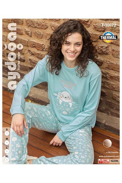 Aydoğan AYDOĞAN THERMAL PAJAMAS SET TURQUOISE COLOR T-30072