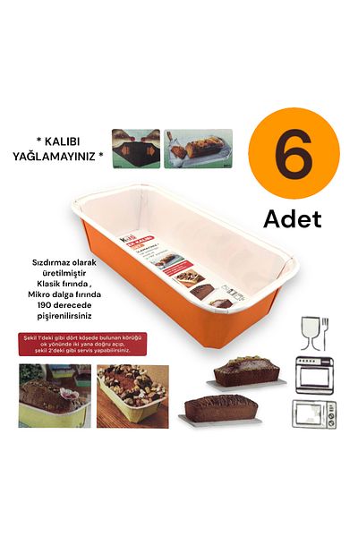 Tek-İş Disposable Cardboard Cake Mold Set 6 PCS 19 CM X 9.5 CM X 5 CM