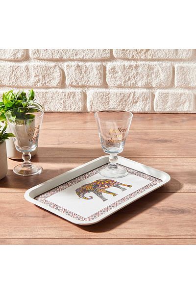 ZucciHome Zucci Home Toya Coffee Patterned Tray - 30,5x20,5 cm