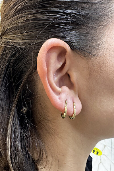 ŞAMLI ERDOĞAN 14 Ayar Altın Minimal Oval Midye Halka Küpe