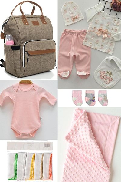 sahra bebek 6-Piece Large Baby Birth Set (Hospital Exit, Baby Care Bag, Blanket, Body, 10-Piece Wipes, 3-Piece Socks)