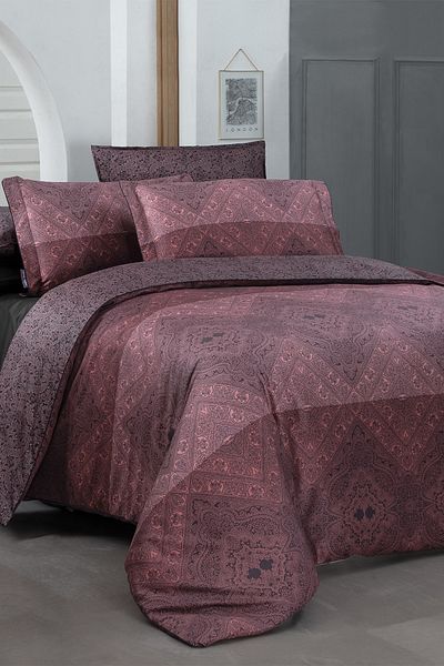 Sarev Brezno Red King Size (King Size) 100% Cotton Satin Double Sided 300 TC Duvet Cover Set