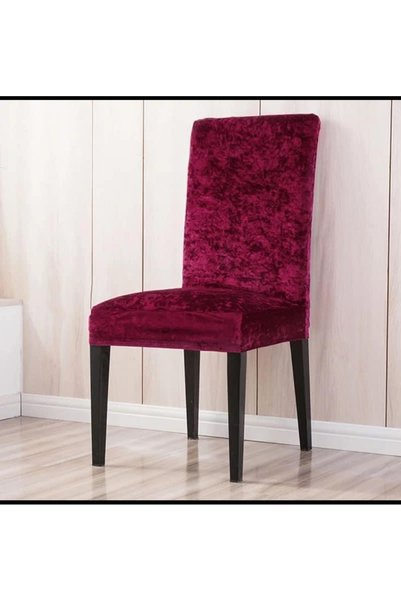 Home Lastikli Kadife Sandalye Kılıfı 1 Paket ( 6 Lı ) Lı Paket)