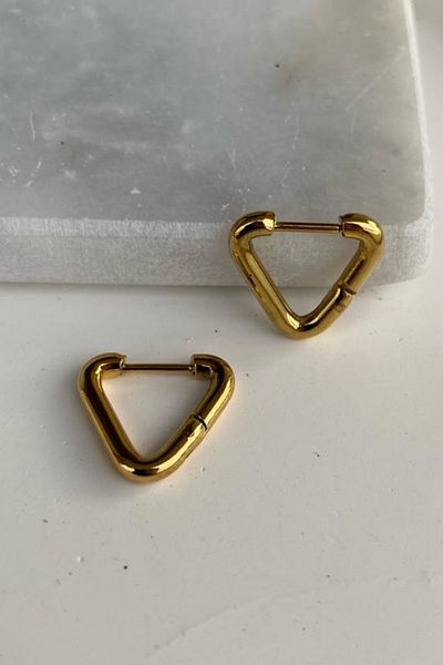 Jaida Moda Unisex 316l Stainless Steel Triangle Earrings