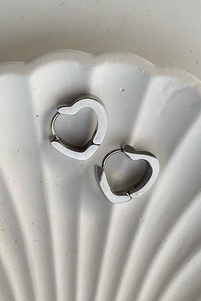 Jaida Moda Unisex 316l Stainless Steel Heart Earrings