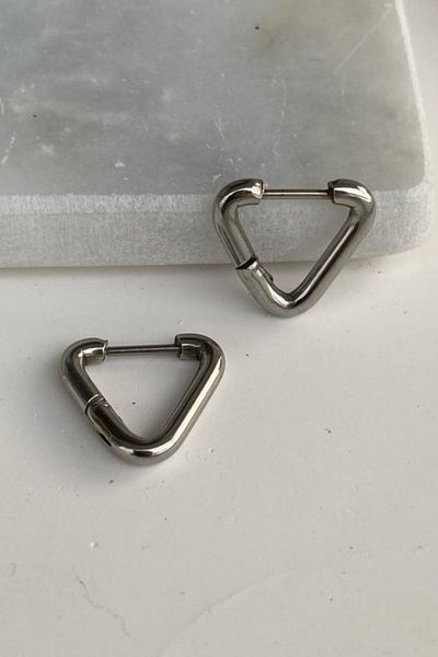 Jaida Moda Unisex 316l Stainless Steel Triangle Earrings