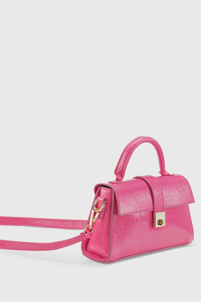 Housebags Women's Metallic Pink Lockable Double Handle Crossbody Bag 241