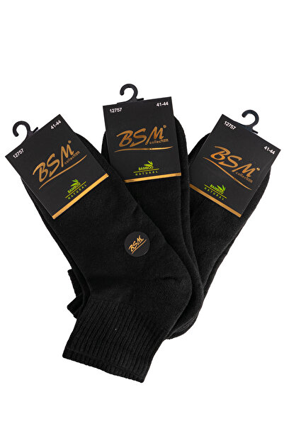 BSM Men's 6-Piece High Quality Towel Sole Black Bamboo Booties Socks