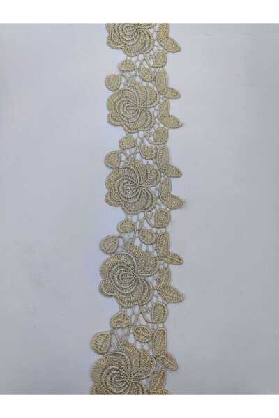FASHİON DANTEL POLYESTER GÜPÜR FİSTO BREAK PATTERN GOLD-GOLD GLAZED 8 CM WIDTH