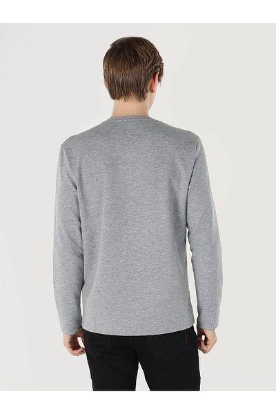 Colin's Regular Fit Crew Neck Gray Men's Long Sleeve T-Shirt