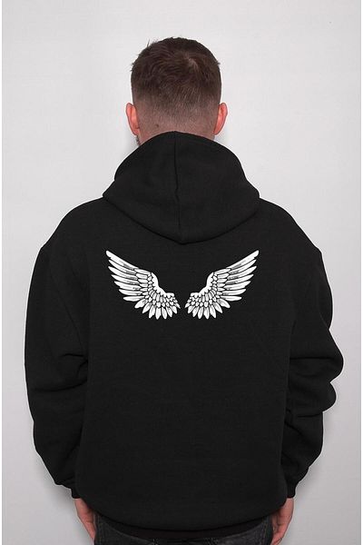 BIGROON Φούτερ Unisex με κουκούλα Angel Angel Wing Soaring