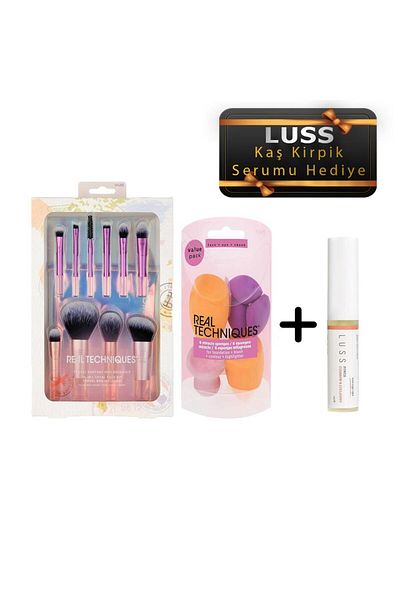 Real Techniques Modern Design Makeup Applicators and Luss Eyebrow Eyelash Serum - Set of 3826334