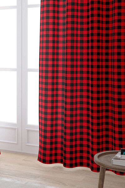 Cango Home Red Black Christmas Themed Plaid Patterned Digital Printed Curtain Cgh800-pr