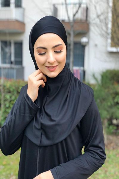 ASLINUR GİYİM فستان صلاة أسود بسحاب