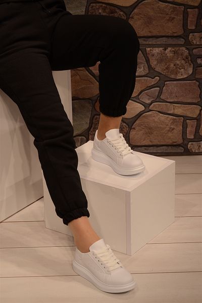 Isy WOMEN'S WHITE SKIN TIE WHITE SOLE SNEAKER SPORTS SHOES