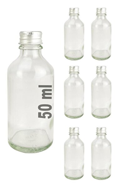 Digithome 6’lı 50 ml Gümüş Metal Kapaklı Cam Zencefil Shot Şişesi Söz Nişan Hediyelik Kolonya Şişesi C1-1-149