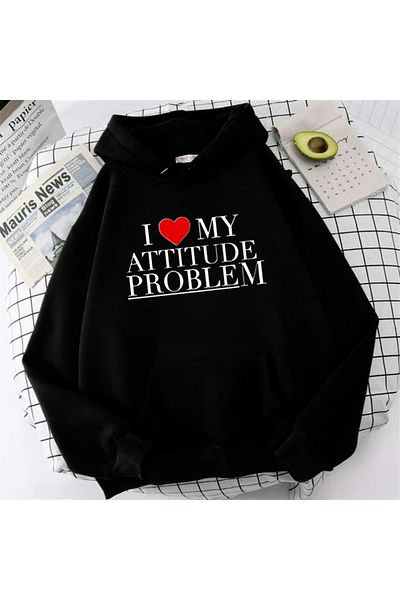 Touz I Love My Attitude Problem Printed Unisex Oversize Hoodie