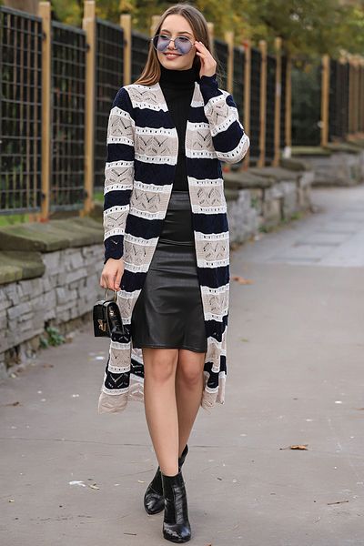 AVORWE Colorful Jacquard Long Women's Knitwear Cardigan