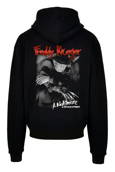 F4NT4STIC Herren Nightmare on Elm Street Herren-Freddy-Schwarz-Weiß-Foto mit ultraschwerem Kapuzenpullover