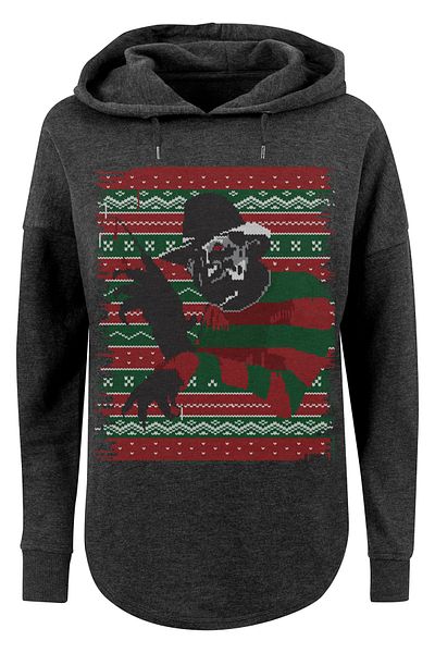 F4NT4STIC Damen Nightmare On Elm Street Christmas Fair Isle mit übergroßem Damen-Kapuzenpullover