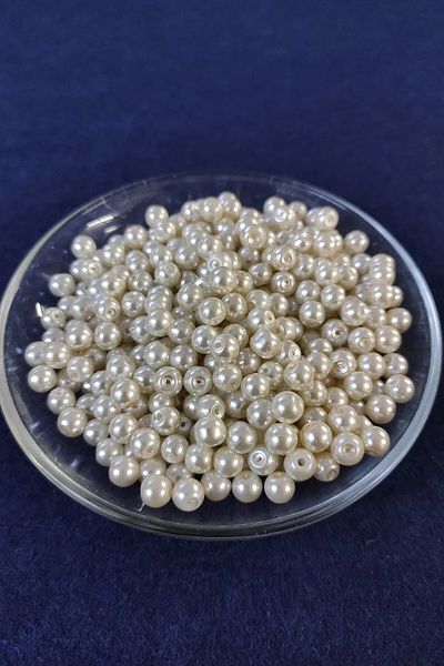 yiğit aksesuar 6 mm Cream Glass Pearl 50 Grams