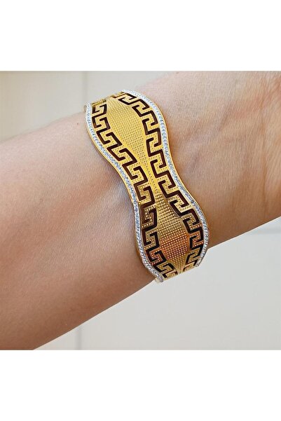 1takı1tarz الصلب واسعة الكليم منقوشة حجر الأصفاد سوار