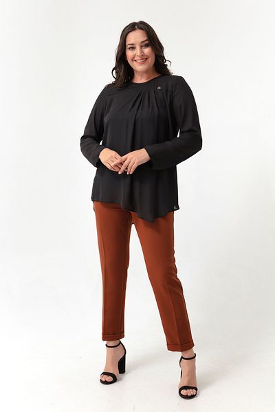 Lafaba Women's Brown Elastic Waist Plus Size Pants